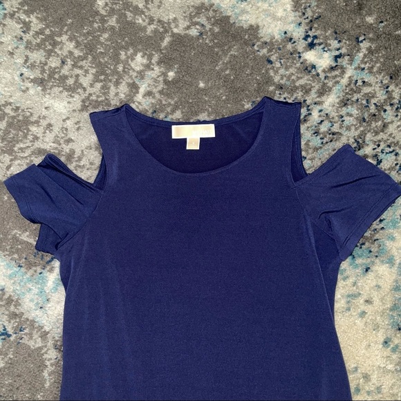 Michael Kors Navy Cold Shoulder Swing Dress - Picture 4 of 6
